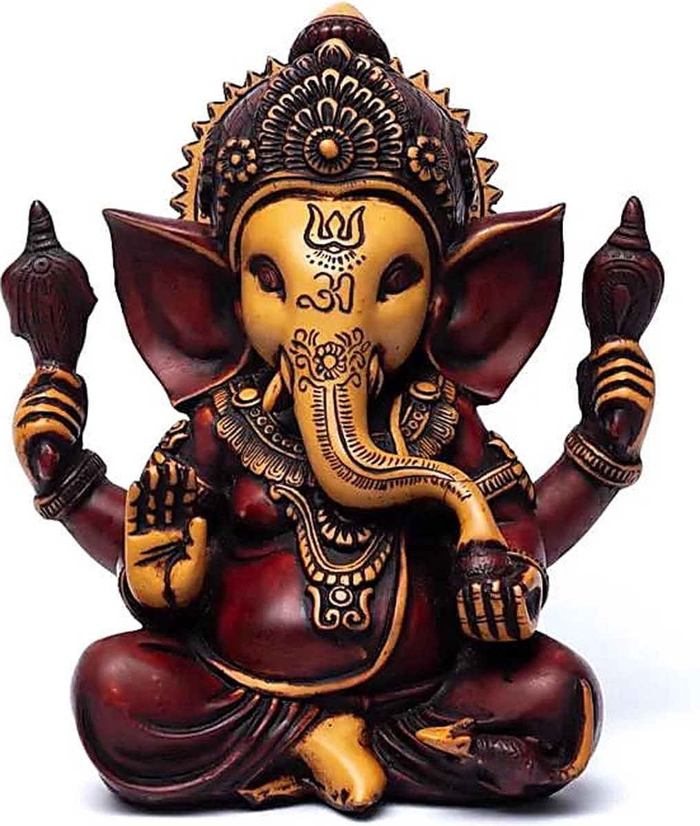 Yogi & Yogini - Ganesha beeld - rood/oker