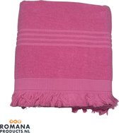 Handdoek | Hamamdoek met één zijde badstof | Terry | Roze | 100 x 170 CM