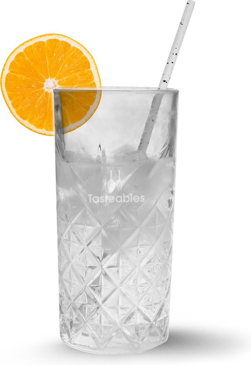 RVS Rietjes Recht - Cocktail Rietjes - Tasteables - Set van 8 - Duurzaam - Herbruikbaar - Reinigingsborstel - 200mm lengte - Wit met zwart — cadeau in Kookcadeaus - foto 3