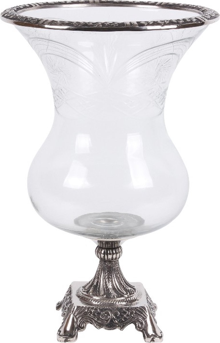 Baroque - Windlicht - Vaas glas/alu 38 cm - 38x25x25 - Aluminium+glass