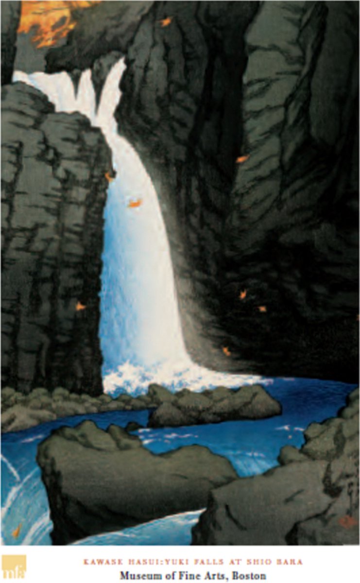 Catch Projecten Kawase Hasui - Yuki Falls at Shio Bara - Kunstposter - Boston Museum of Fine Arts - 60x80 cm Multicolor