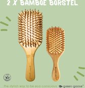 Set van 2 natuurlijke haarborstels van bamboe, peddelborstels met natuurlijk haar voor natuurlijk mooi haar, voor mannen, vrouwen, kinderen, 100% veganistisch (2 stuks - multifunctionele borstelharen + peddelborstels)