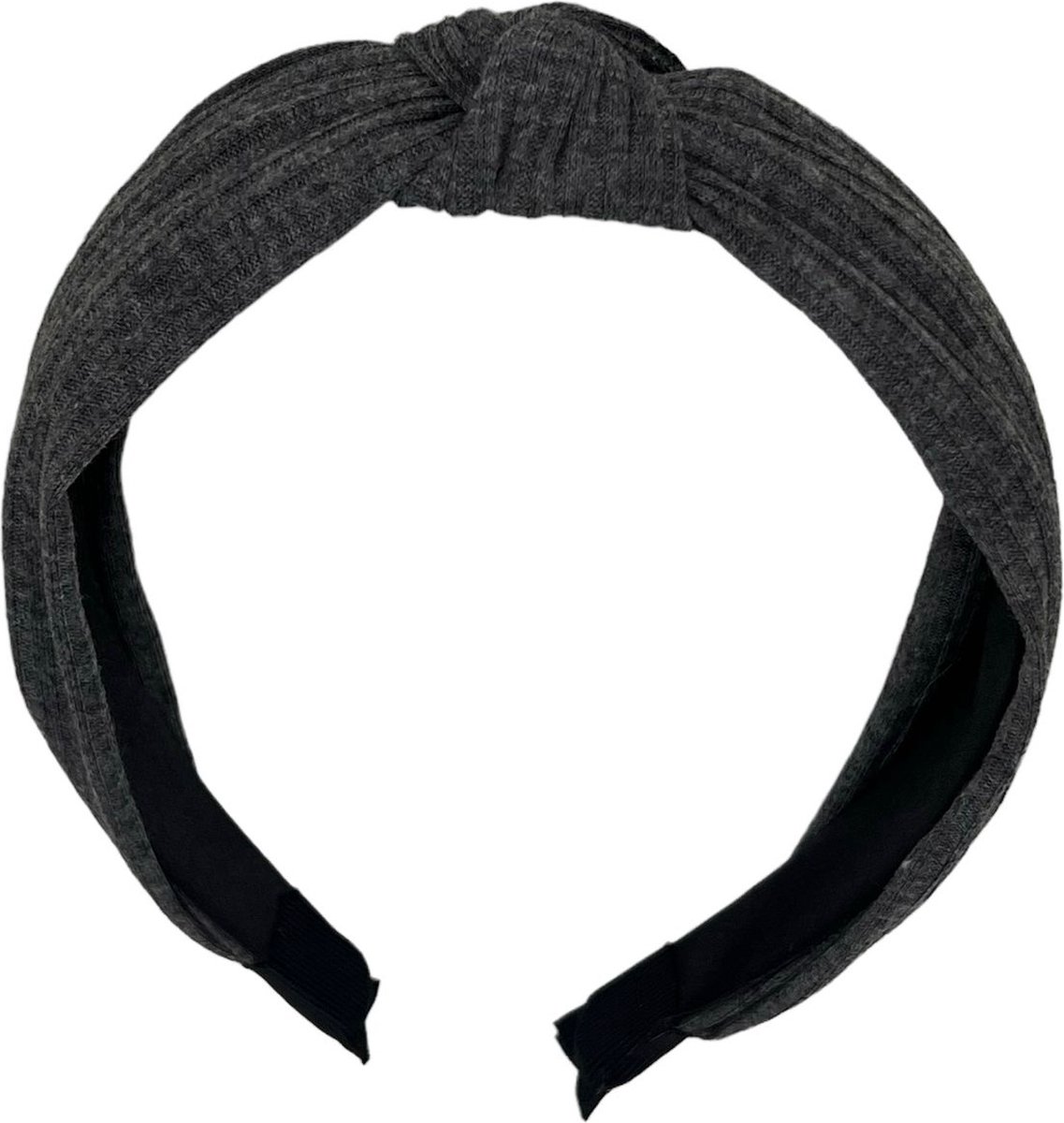 Haarspeldjes & zo Diadeem stof haarband donkergrijs met knoop