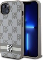 DKNY Checkered Printed Stripe Back Case - Geschikt voor Apple iPhone 14 (6.1") - Beige