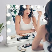 Montzys® Miroir Hollywood avec Siècle des Lumières - Miroir de maquillage - Lumière LED à intensité variable - 50x40 cm - Grossissement 10x inclus