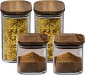 Secret de Gourmet - Boîtes de rangement/pots de Cuisine verre/bois set 4x pièce