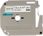 Dappaz - Brother M-K231 Labeltape Compatible - 12mm x 8 m - Zwart op Wit - Geschikt voor de Brother P-touch - Cassette mk231