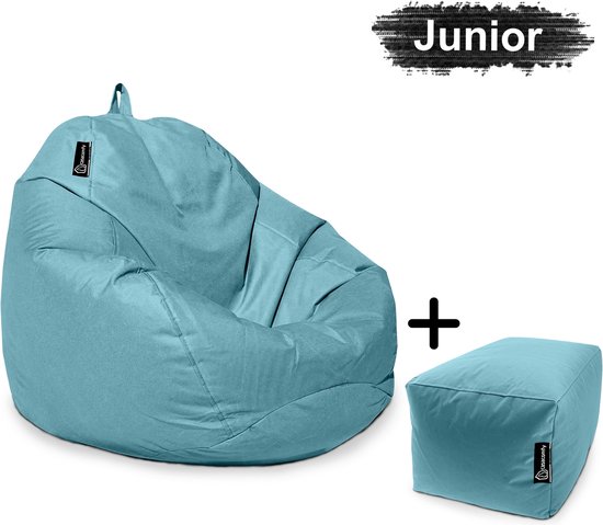 Casacomfy Pouf poire Junior, pouf Binnenshuis extérieur résistant à l'eau, pouf avec design + repose-pieds, turquoise Adultes et Enfants