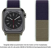 Bracelet de montre en nylon kaki/ Zwart / Blauw /vert adapté pour Apple Watch 1, 2, 3, 4, 5, 6, 7, 8, SE et Nike+, 42 mm, 44 mm et 45 mm "Largeur pour hommes" Series Soft Woven Nylon 42 mm, 44 millimètres et 45 millimètres