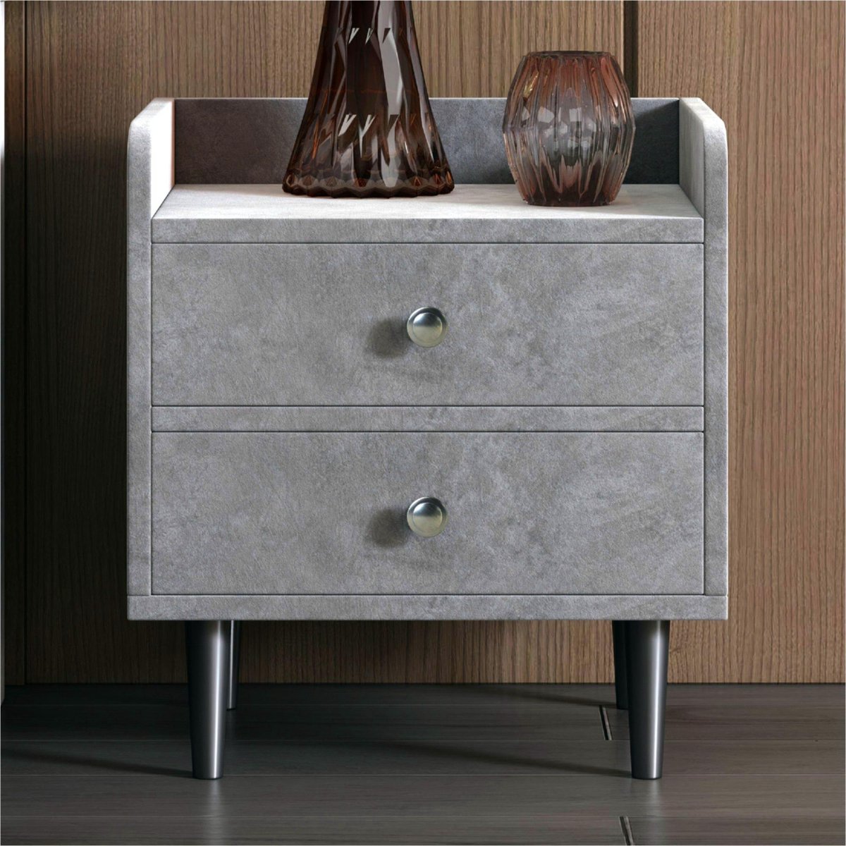 Pine Lade Nachtkastje - Beige dressoir met 2 lades voor slaapkamer, modern nachtkastje - geen installatie nodig - Veelzijdig voor kantoor, kast, entree, studentenhuis - W50 cm formaat