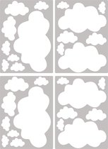 30 Wolken Muurstickers Kinderkamer Meisje Jongen - Muurtattoo Stickers Babykamer Zelfklevend Wit