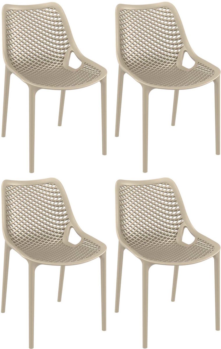 Clp Air Set van 4 Tuinstoelen Stapelbaar UV-lichtbestendig Waterafstotend Kunststof modder