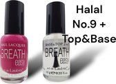 Halal Nagellak - BreathEasy - nagellak no. 09 + Base&Top - waterdoorlatend - luchtdoorlatend - Halal - Combideal