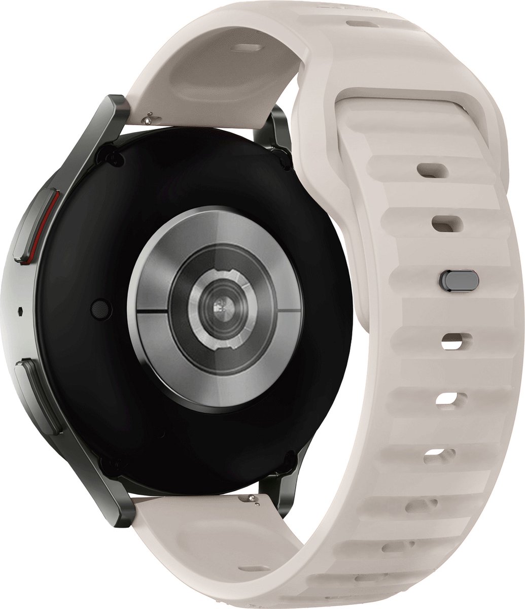 Stravo Outdoor siliconen smartwatch bandje 20mm - geschikt voor Samsung Galaxy Watch 7 (40 & 44mm) / Watch 6 (Classic) / Watch 5 (Pro) / Watch 4 (Classic) / Watch 3 41mm / Watch 1 42mm / Watch Active / Watch FE / Gear Sport - Starlight