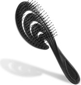 Ninabella Organische ontwarrende haarborstel voor vrouwen, mannen en kinderen, trekt niet aan het haar - stijlborstels voor steil, krullend en nat haar - unieke golvende haarborstel zwart