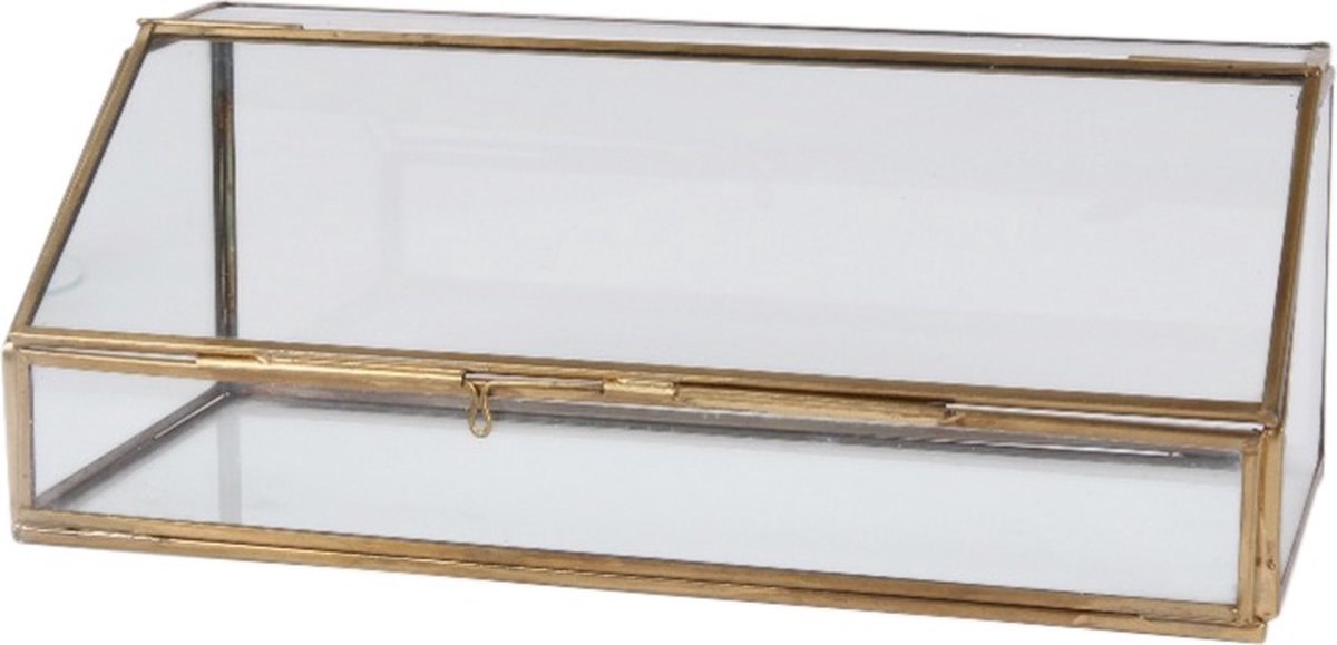 Baroque - Opberger - Display Box 30x12 cm - Goud - Koper / Glas - 12x30x13,5 - Glass