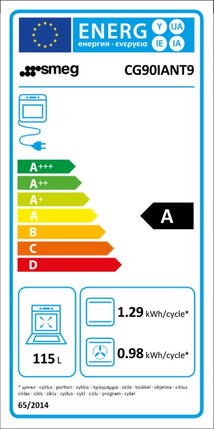 SMEG CG90IANT9 Inductiefornuis 90 cm - 4 Kookzones - Multifunctionele Oven 115 Liter - Antraciet/Zwart