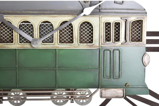 Muurklok DKD Home Decor 49,5 x 3,5 x 48 cm Metaal Groen Geel Vintage Trein (2 Stuks)