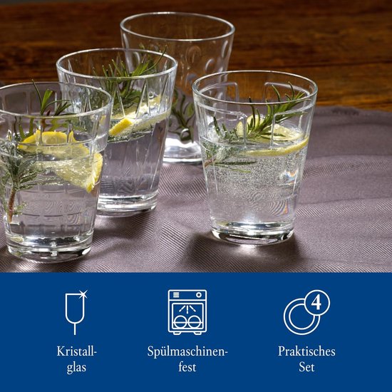 Affekdesign - Elise Set van 6 glazen met reliëf - 250 ml - Grijs