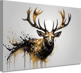 Hert schilderij - Dieren wanddecoratie - Schilderijen canvas Vlekken - Wanddecoratie klassiek - Canvas schilderijen woonkamer - Schilderijen & posters 90x60 cm
