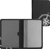 kwmobile hoes voor kentekenbewijs en rijbewijs - Omslag met pasjeshouder in wit / zwart - Imitatieleer - Vintage Kompas design