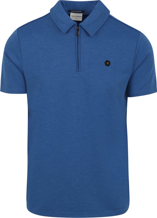 No Excess - Poloshirt Half Zip Blauw - Regular-fit - Heren Poloshirt Maat XXL