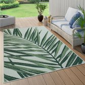 Paco Home Buiten Vloerkleed Voor Buiten Balkon Palm Jungle Patroon Bloemen Boho Groen 150 cm Quadrat