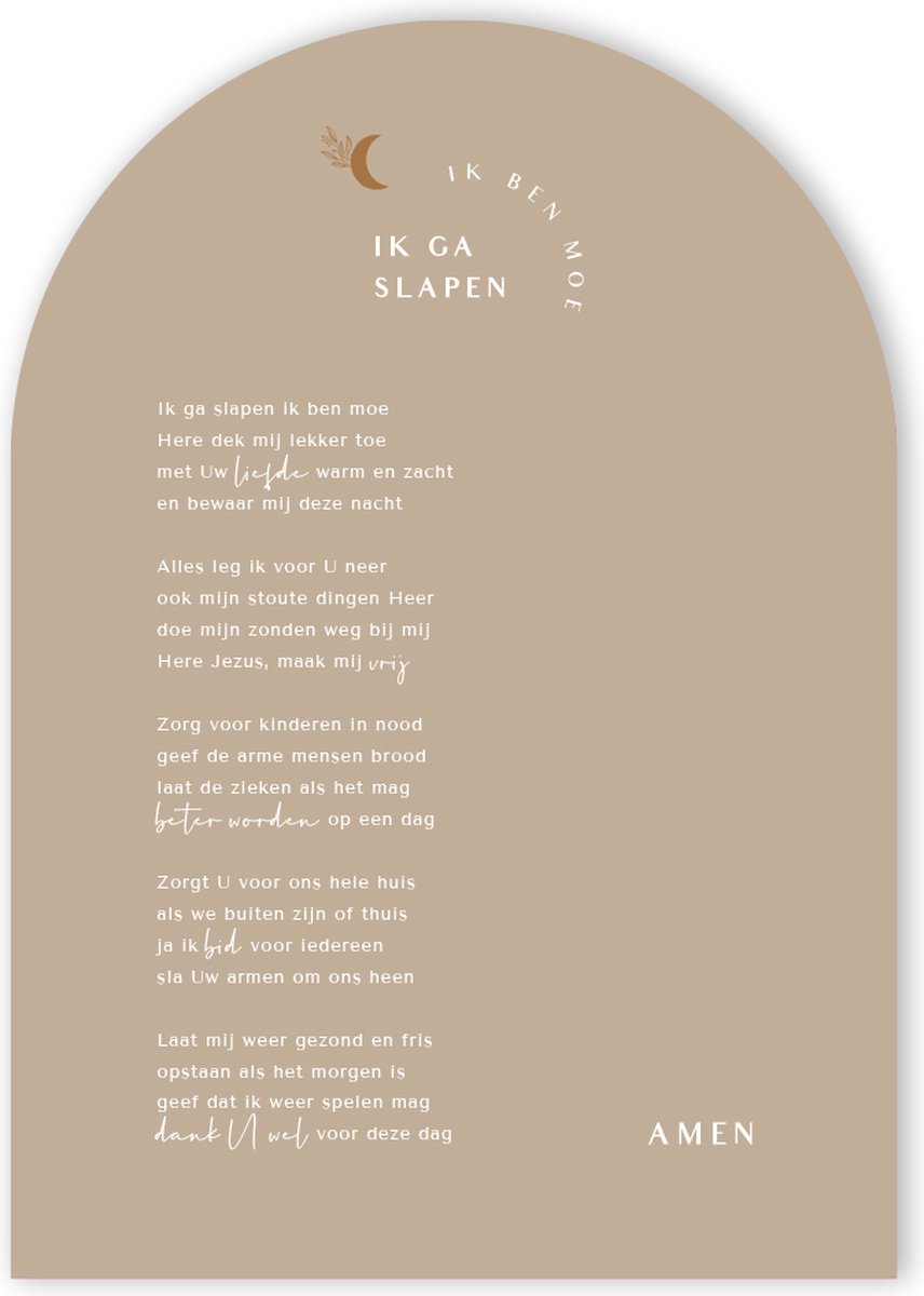 Poster A4 'Ik ga slapen, ik ben moe' nieuwe versie op luxe papier - Zand