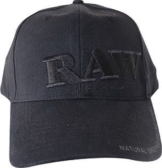 Raw hat black with black logo with poker