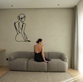 Vrouw14 - Silhouette - Metaalkunst - Zwart - 60 cm- Line Art Decoratie - Muur Decoratie- Cadeau voor Vrouw- Inclusief ophangsysteem