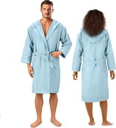 JEMIDI unisex badjas van microvezel - Voor dames en heren - Sneldrogend - Maat M in lichtgrijs - Met capuchon