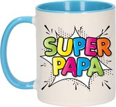 Bellatio Decorations Cadeau koffie/thee mok voor papa - blauw - super papa - 300 ml - Vaderdag