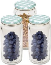 MamboCat Set van 12 inmaakpotten, 1062 ml, ronde potten, inmaakpotten met schroefdeksel, Twist Off to 82, opbergpotten met deksel in zwart, incl. receptenboekje