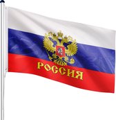 FLAGMASTER Vlaggenmast met Vlag Rusland 120 x 80 cm - Met Ringen - Russen Vlag - 6,5 m
