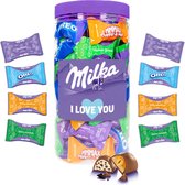 Mélange de chocolat Milka Moments "I Love You" - Cadeau Saint Valentin - Chocolat au lait alpin, caramel, noisette et Oreo - 500g