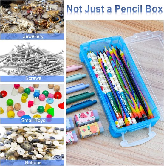 3 maten transparante potlood doos case 3 kleuren voor office school benodigdheden opslag organisator doos potloden opslagdoos aquarel pen container tekengereedschap 1Pack, Wit M