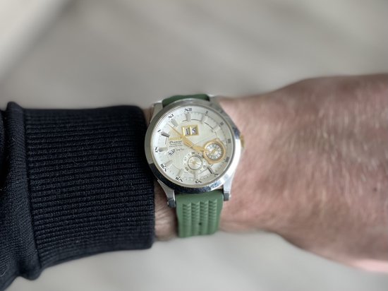 20mm Universal Waffle rubber watch strap Green - Universele Rubber horloge band groen