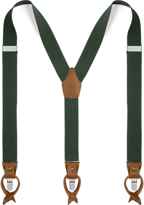 Bretelles larges vert foncé avec pattes et pinces