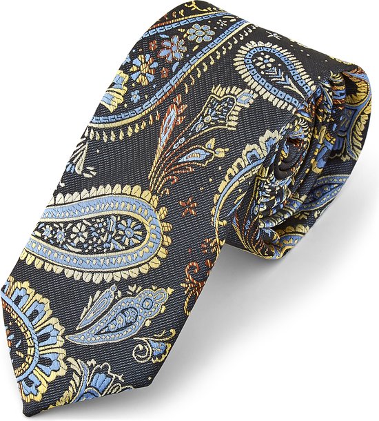 Cravate classique à motif cachemir vert & bleu