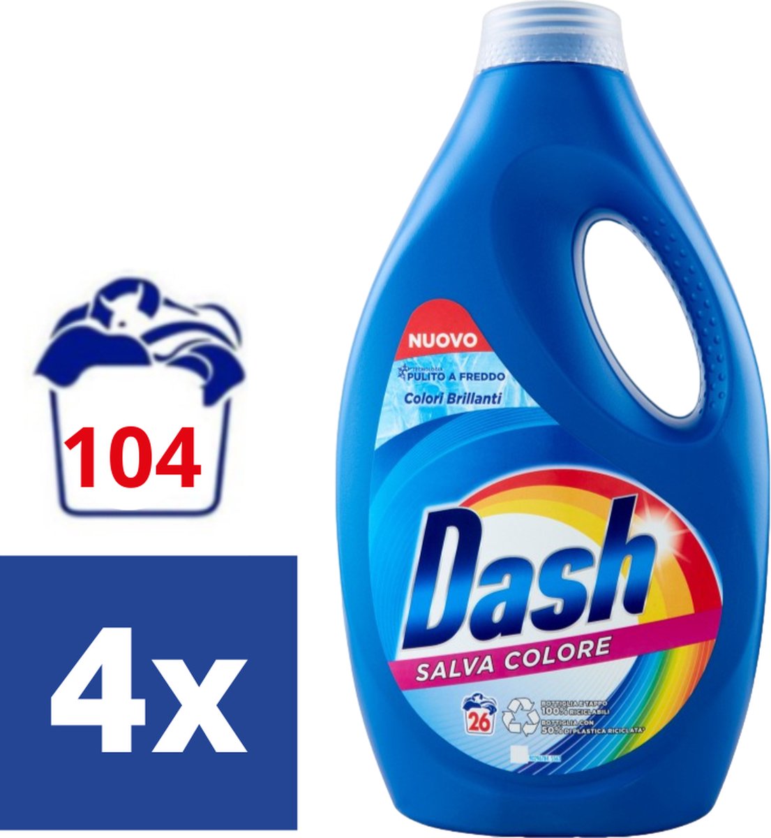 Dash Vloeibaar Wasmiddel Salva Colore - 4 x 1.430 l (104 wasbeurten)
