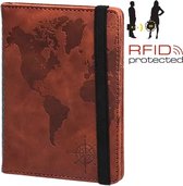 Aventix Paspoort hoesje - Paspoorthouder - Paspoort cover - Met RFID Bescherming - Cognac Bruin - Vaderdag Cadeau