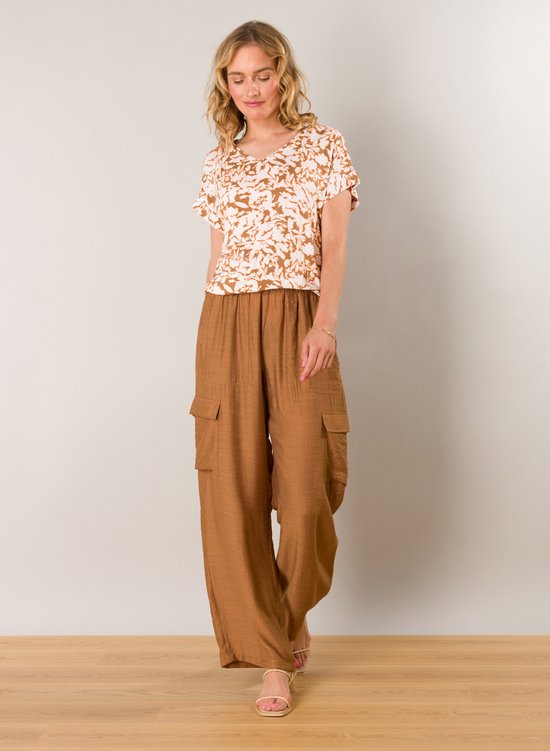 YEST Michelle Essential Tops - Light Brown/Multi Co - maat 40