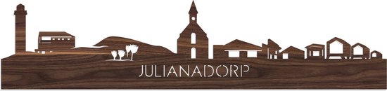 Skyline Julianadorp Walnut - 100 cm - Décoration de la maison - Décoration murale - Plus de villes disponibles - Idée de salon - City Art - City art - Cadeau pour lui - Cadeau pour elle - Anniversaire - Mariage - WoodWideCities