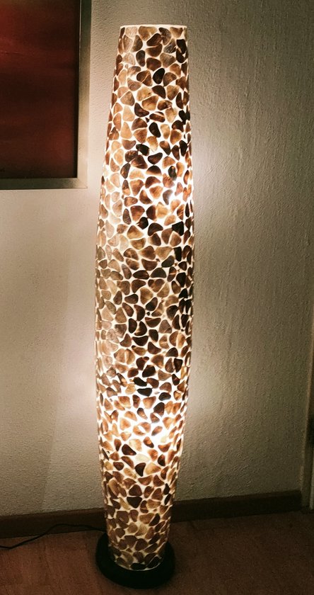 Lampadaire Design Handgemaakt salon chambre lampe apollo tortue or capiz nacre 150 cm