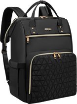 Laptop tas 17,3 inch - Zwart met patroon - 45x28x17 - Vierkant vorm - Rugzak voor vrouwen - Waterdicht voor werk, school, kantoor, reizen