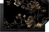 KitchenYeah® Inductie beschermer 81x52 cm - Zwart - Bloemen - Goud - Kookplaataccessoires - Afdekplaat voor kookplaat - Inductiebeschermer - Inductiemat - Inductieplaat mat - Keuken decoratie