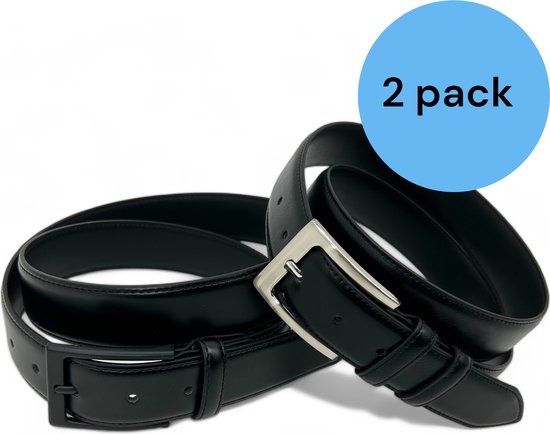 Riemen casual - vegan riem 2 pack- riem met zwarte gesp - vegan riem- zwart