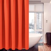 Rideau de douche en tissu gaufré avec anneaux de rideau de douche en métal, tissu, textile, rideau de bain, anti-moisissure, ensemble de rideaux de bain imperméable, rideau de douche robuste, pour salle de bain, 182 x 182 cm (orange)