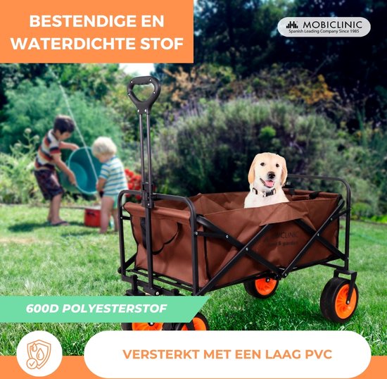 Mobiclinic Duna Pro Plus - Bolderkar Opvouwbaar Luchtbanden - Opvouwbaar - Strandtuintransportwagen - XL inhoud (10O L) - 100x58x60cm - Tot 100 kg draagvermogen - Brede 360º Wielen - Rood van Mobiclinic — afbeelding 2