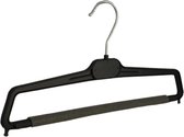 De Kledinghanger Gigant - 30 x Broekhanger / pantalonhanger kunststof zwart met anti-slip broeklat (2 mm schuim), 38 cm